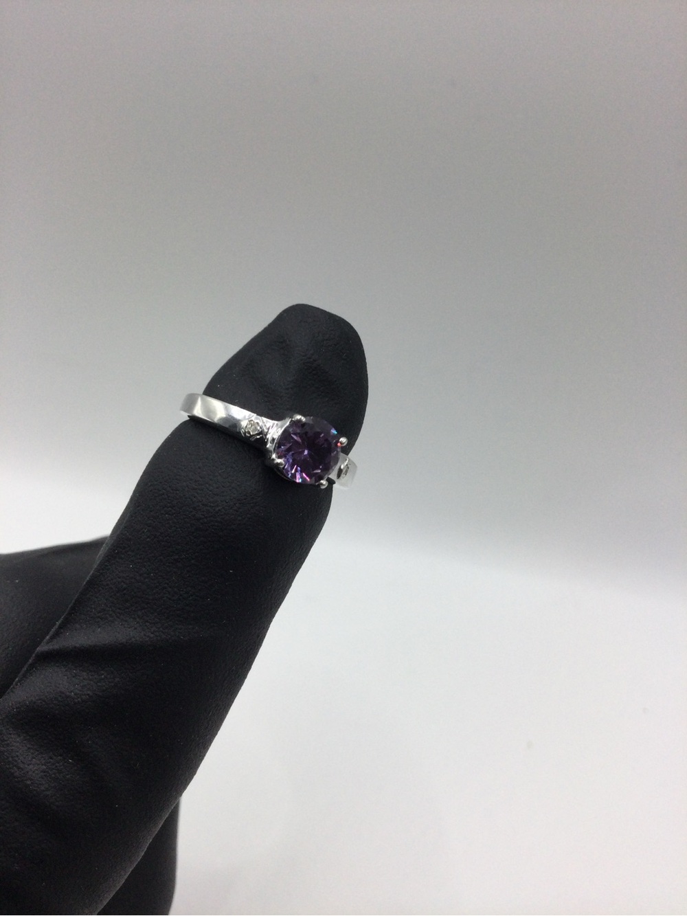 Sterling Silver Purple Solitaire Ring
